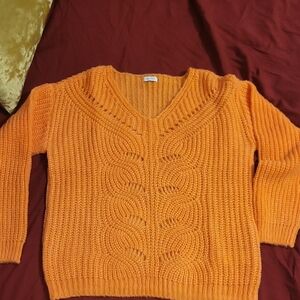 Vibrant Orange V-Neck Sweater